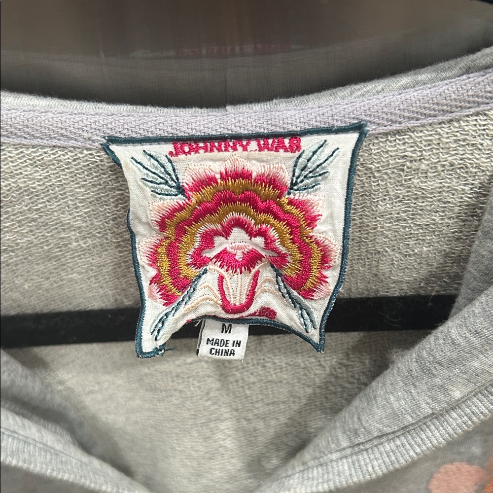 Johnny Was Floral Embroidered Gray Hoodie - Picture 2 of 3